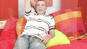 ”Petite  twink Garrett Emerson wanks off after interview”