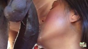 Athletic Stripper in Red Dances Under Outdoor Light and Tastes an Erect BBC