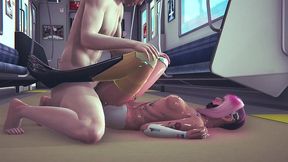 cyborg girl has sex in the subway - cyberpunk 2077 parody