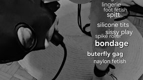 Bondage FemDomme session with spike rolling, duct tape, buterfly gag, spitting, high heels fetish, candle wax, trampling, foot fetish with Domme Miss GospodaricaEmma and Her slave Wolfy01
