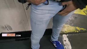 Handsome Latin stud deepthroats and rides stranger's huge cock then takes his cum inside his asshole