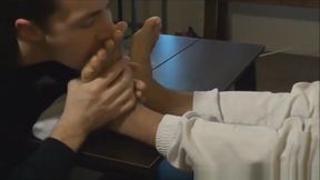 Handsome Juan has his feet worshipped