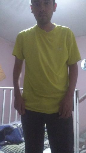 Young man strips naked