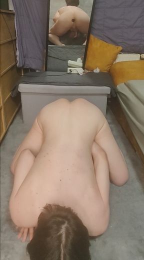 Doggy anal with a mirror