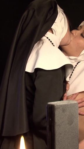 Two Nuns Share with Each Other and Ride Plastic Dicks