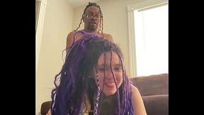 Broke purple dreadhead takes hard dick in rough pounding