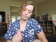 Nurse Autumn takes special care, and cum in her mouth