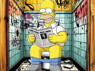 Married Housewife Gets Screwed In A Public Immodest Restroom. Toon. Simpsons Parody.