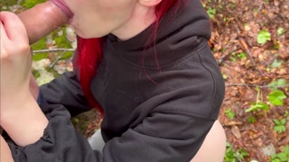 Sucked a friend's dick while walking in the woods | Sucking dick in nature