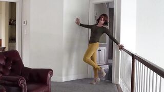 Julie tries to bewitch with her tight ass & tight tights in a tight fitting outfit