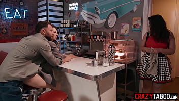 Cute brunette teen Liz Jordan served perfect dinner for big dick boyfriend