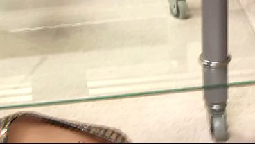 Raven haired slut wearing stockings, talks to and entices viewer as she drops her short...