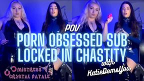 PORN OBSESSED SUB LOCKED IN CHASTITY WITH KATIEDOMSYOU 🔐