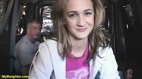 Shy girl's first rough bangbus bang