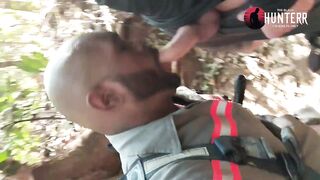 I interrupted my pee & started slurping on a biker in the forest