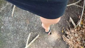Angelina walking in high heels in the park (1)