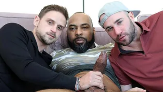 Ray Diesel's Big Black Cock Turns Jerk Off into Interracial Gay Threesome