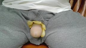 Wearing translucent latex gloves and using a vibrator to achieve multiple orgasms