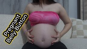 Indian Pregnant stepsister plays with her belly button and pregnant breasts