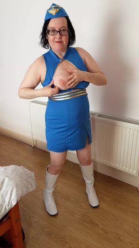 Dancing in air hostess costume