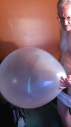 114) Slow Inflation of Big Round Balloon, JO, Cum and Pop! Daddy   Clip 2