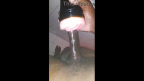 Jamaican babe masturbates with big black dick