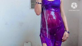 Caught Desi Aunty Bathing in the Open and Then Shaked My Lund