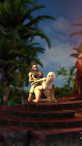 Emotional moment from &quot;A sexy blonde has anal sex with 3d hot dickgirl on island&quot;