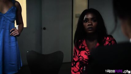 Horny lesbians makes the social worker beg to get fucked