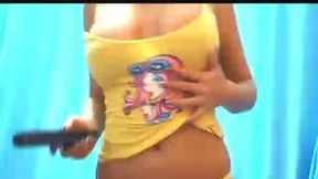 Hot Blond Big Tits in Yellow Top