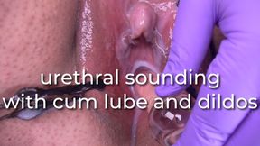 urethral sounding with cum lube and dildos