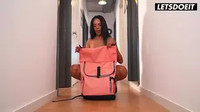 Curvy Latina takes a dildo for a wild titfuck and deepthroat session.