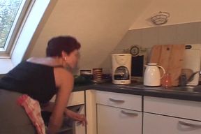 Granny From France Got Fucked in the Kitchen