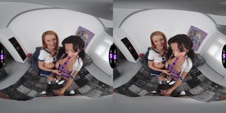 Mini Mitzi Invites Lucianna Luci For Threesome Striptease And Double Blowjob Fun - TmwVRnet