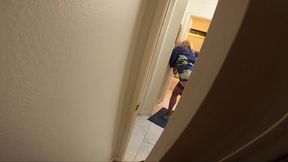 stepson films stepmom undress in the bathroom then fucks her to help her self-confidence