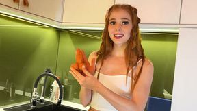 Sexy redhead Lya shows off her hot tight pussy to Leon Lambert