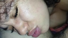 HOT CUMSHOT ON THAT LITTLE SLUTTY FACE, EAGER FOR CUM