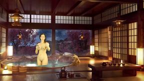 Bathroom piss punishment. Naked reading. Japanese bath. Julia V Earth.