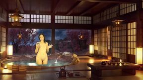 Bathroom piss punishment. Naked reading. Japanese bath. Julia V Earth.