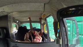 Lesbians amateurs anal banged in fake taxi