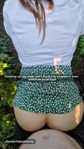 Outdoor sister gets naughty in doggy style position