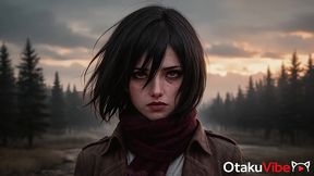 mikasa spreads her legs in front of an old priest after the battl e with the titans [ai]