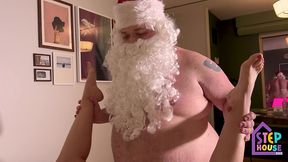 hot brunette gets creampied by santa to earn christmas gifts