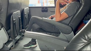 Latina babe gives a tattooed stranger a sloppy blowjob on the bus