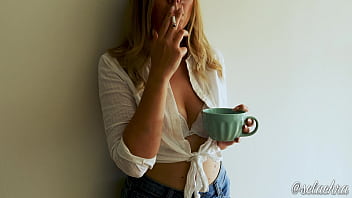 Smoking and drinking coffee