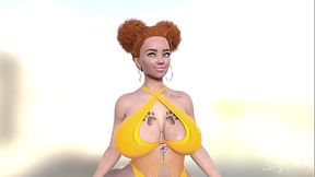 Slim-Thick Jamaican Babe shows off her big Ass in skimpy swimsuit - sassyComics