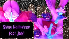 Multi-Technique Foot-job with SLIME Halloween