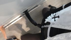 Pantyhose CD play with nylon dildos(hand freecum in pantyhose)