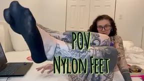 POV Foot Worship in Nylons – New Foot Slave Deep Whiff, Feet in Your Face | Mistress Mercy Rage