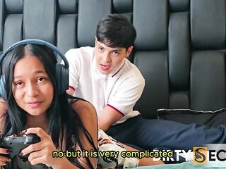 WHILE I PLAY MOVIE GAMES, MY STEPBROTHER FUCKS ME